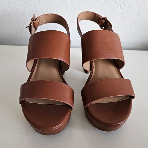 NEW Aerosoles | Camilia Cognac Brown Gold Buckle Heel Platform Sandal, Womens 11 - Picture 5 of 7